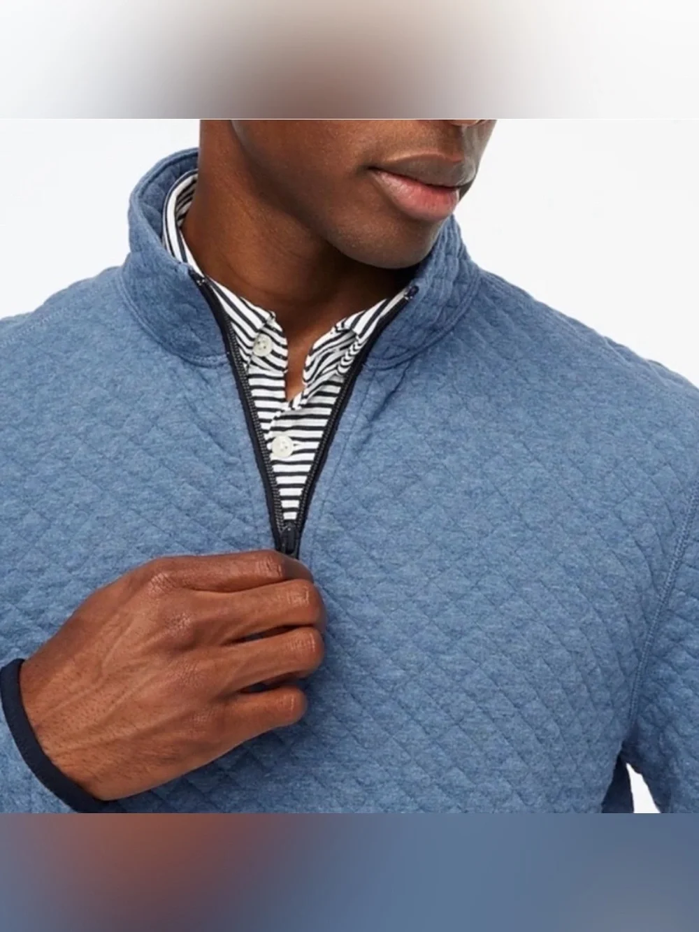 J. Crew Factory Authentic Fleece Diamond Quilted 1/4 Zip Sweater size L
